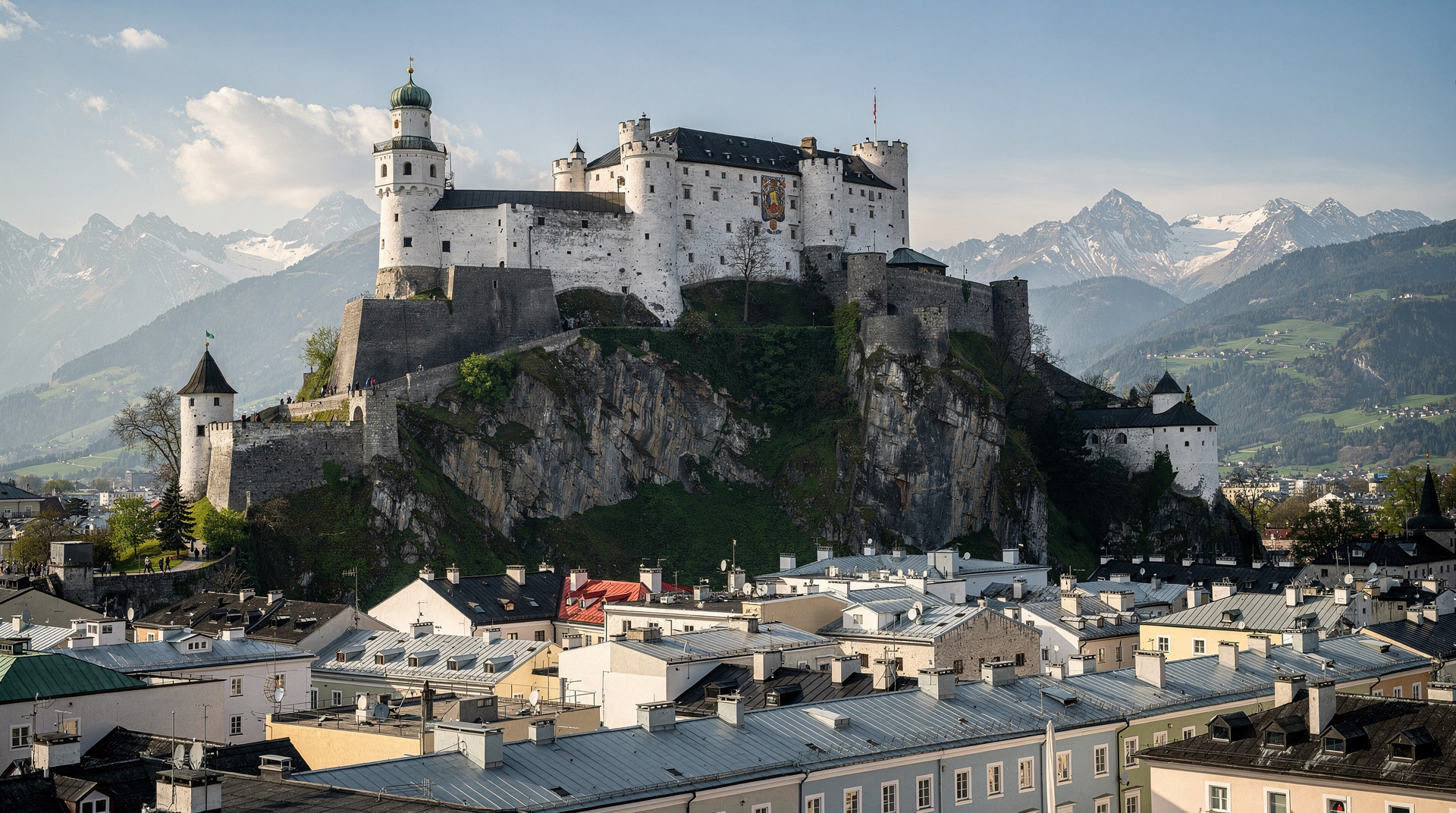 Fortress & palaces — Hohensalzburg Fortress, Mirabell, Hellbrunn and its trick fountains, the DomQuar